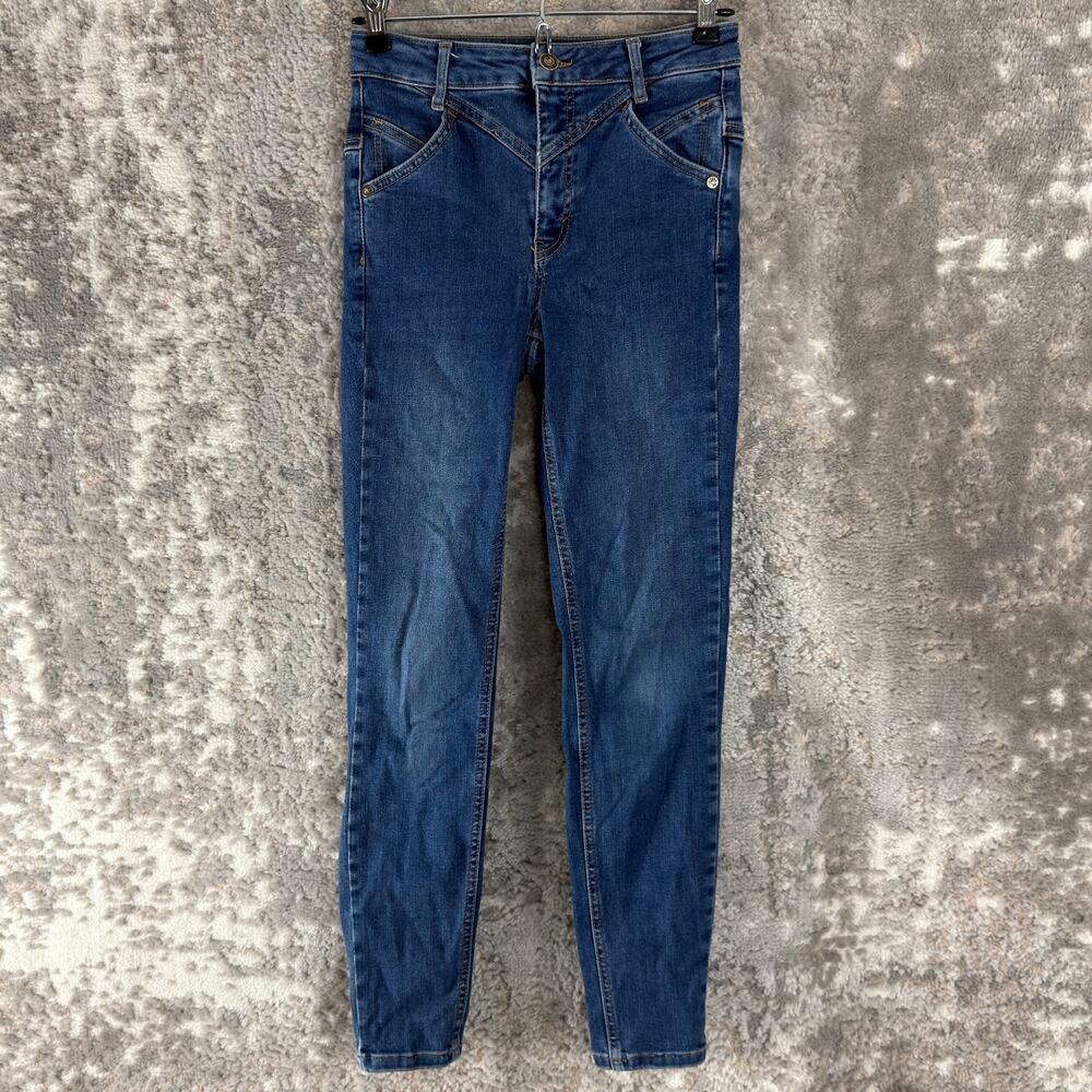 We The Free Size 26 Stretch Casual Denim Jeans Blue Button Zip Pocket